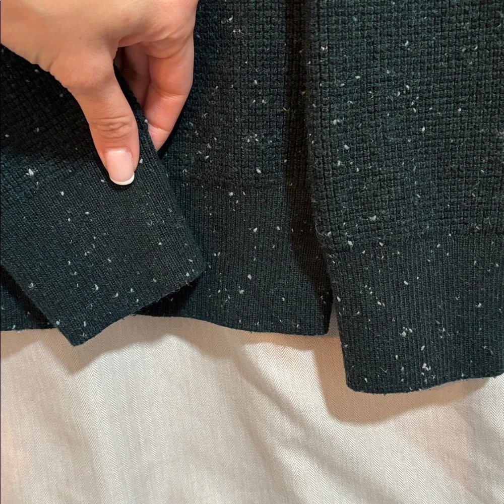 Mango Dark Green Speckled Half-Zip Sweater - Picture 3 of 6